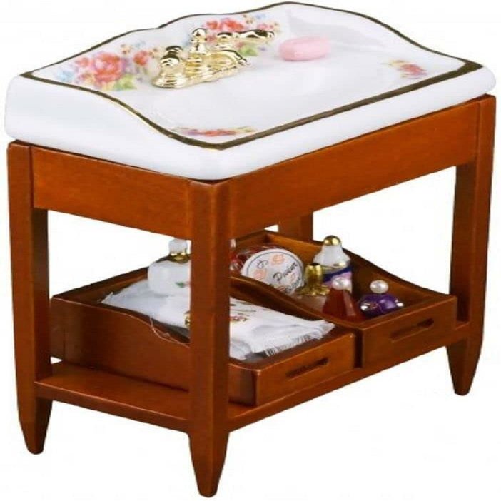 Melody Jane Dolls Houses Dollhouse Dresden Rose Vanity Sink Unit Miniature Reutter Bathroom Furniture