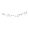 11cm / 4.3inch Happy New Year Banner Glitter Banner Party Hanging Bunting New Years Eve Party Supplies 2022 Holiday Christmas Decoration (Silver) view 1