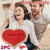 2PCS Wooden Jigsaw Puzzles for Adults, 24 Pieces Valentine's Day Puzzles Heart Shaped Puzzle - I Love You Puzzle - Unique Puzzle Gifts for Valentine's Day Anniversary Wedding view 2