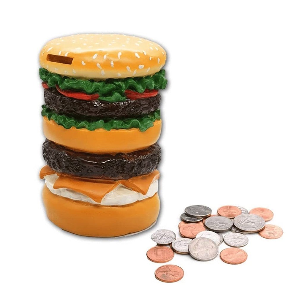 Coin Bank Hamburger Shape Piggy Bank for Saving Money and Room Decor Home-Deco Creative Home Decoration for Kids Boys Girls for Boys and Girls