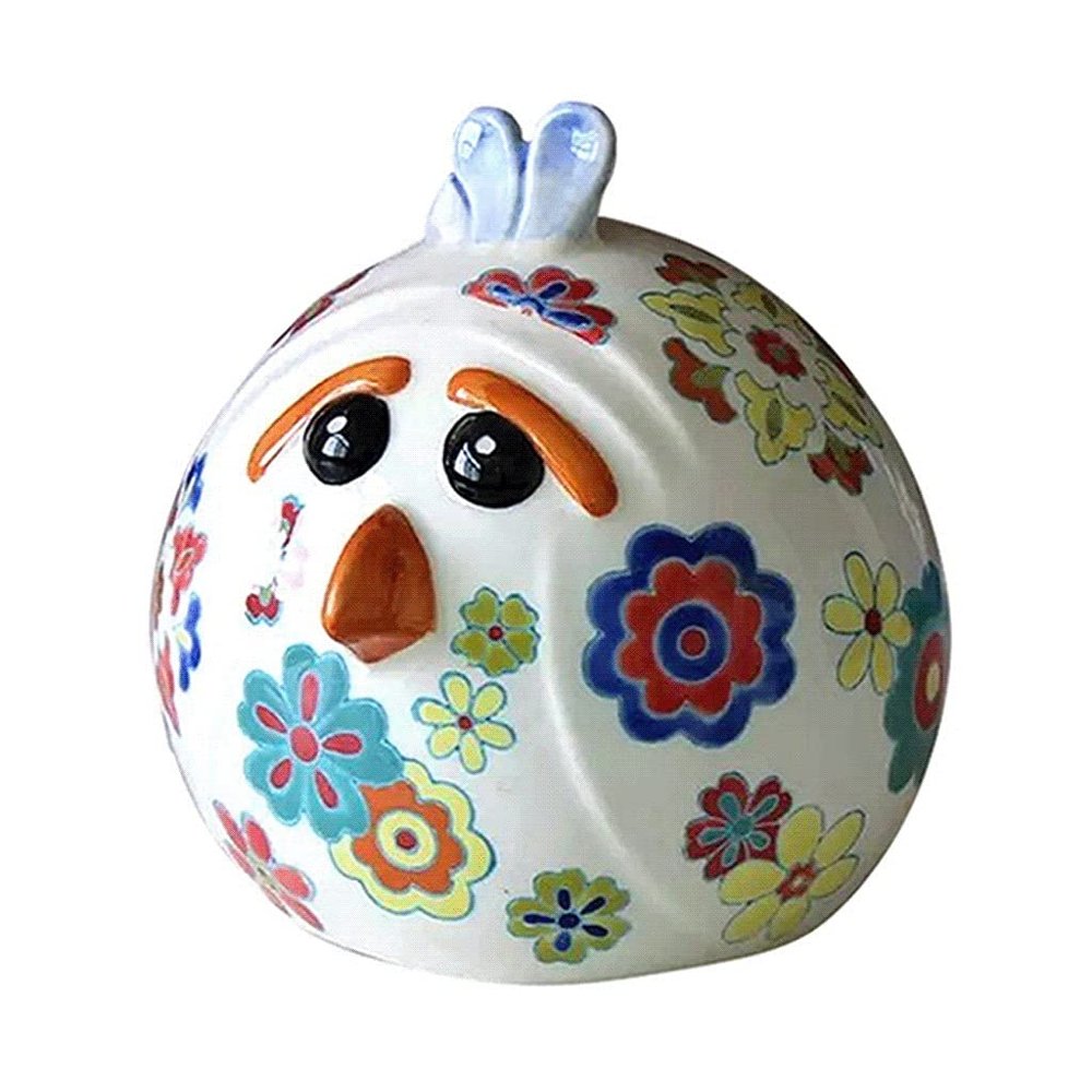 KKNH Coin Bank Piggy Bank Painted Ceramic Chicken for KidsCeramic Art Money Box Living Room Hand Painted Pottery Decorated for Boys and Girls
