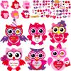 chiazllta 30 PCS Valentine's Day Craft Kits DIY Owl Craft for Valentine's Heart Craft Make Your Own Owl Bulk Set for Home Game Activities view 1