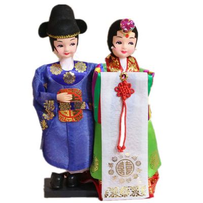 Korean Beauty Hanbok Dolls Korean Traditional Bride Groom Wedding Doll Figurines Basic Wedding Gift Marriage Couple Dolls (1)