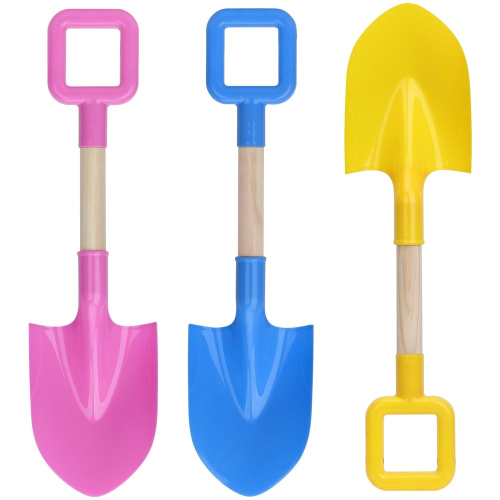 16" Jumbo Beach Sand Shovels Toys for Kids, Pink Gardening Tool Kits, Sturdy Long Wooden Spade for Sand Snow Digging, ABS Plastic Scoops Gift for Summer Winter Camping Backyard Planting (3PCS)