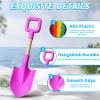 16" Jumbo Beach Sand Shovels Toys for Kids, Pink Gardening Tool Kits, Sturdy Long Wooden Spade for Sand Snow Digging, ABS Plastic Scoops Gift for Summer Winter Camping Backyard Planting (3PCS) view 4