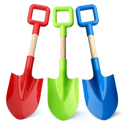 16" Beach Sand Shovels Toys for Kids, Gardening Tool Kits, Sturdy Long Wooden Spade for Sand Snow Digging, ABS Plastic Scoops Equipment Gift for Summer Winter Camping Backyard Planting (3PCS)