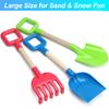 Jumbo Beach Shovels Rake Spade Toys Set for Kids, 16" Long Wooden Handle ABS Plastic Sand Scoop, Planting Summer Winter Gift for Mud Sand Snow Digging, Backyard Gardening Tool Accessories, 3 Pack view 4