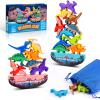 IPOURUP Dinosaur Toys for Kids 3-5: Wooden Stacking Montessori Toys for 3 4 5 6 7 Year Old Balance Competition Game for Family Ideal Christmas Birthday Gifts for Kids Ages 3-7 (Double Version) view 1