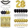 28th Birthday Decorations - Black & Gold, Happy Birthday Banner, Number 28 Balloons, 28 Years Old Decoration Supplies view 2