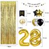 28th Birthday Decorations - Black & Gold, Happy Birthday Banner, Number 28 Balloons, 28 Years Old Decoration Supplies view 3