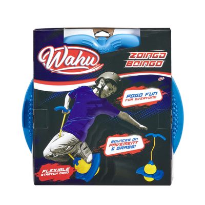 Wahu Zoingo Boingo Freestyle Pogo Ball with Handle and Footpad, Flexible Pogo Jumper for Kids Ages 6+, Bounces on Pavement and Grass, Blue/Yellow