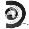 Magnetic Levitation Globe,C Shape Base Floating Decoration Black Silver World Map Globe with LED Lights for Fathers Students Teacher Business Boyfriend Birthday Gift Office Desk Decor(US) view 1