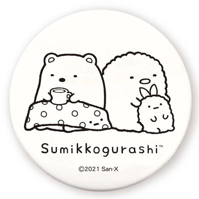 Tees Factory SG-5542183ST Sumikko Gurashi Coloring Can Badge, Large, Polar Bear & Tonkatsu, Approx. Diameter 3.0 x Depth 0.3 inches (7.5 x 0.7 cm)