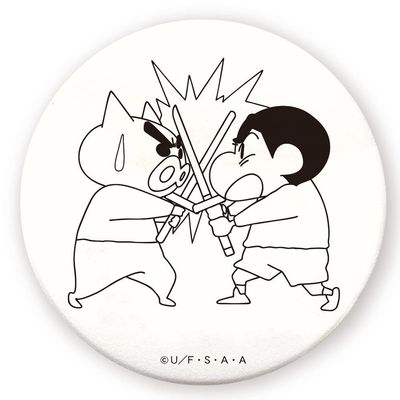 Tees Factory Crayon Shin-chan Coloring Can Badge Large Burizaemon Approx. 3.0 x D 0.3 inches (7.5 x 0.7 cm) KS-5542172BU