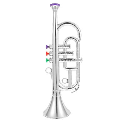 NUOBESTY 1pc Musical Trumpet Prop Fake Plating Trumpet Model Toy for Kids Early Wind Instrument Learning Tool