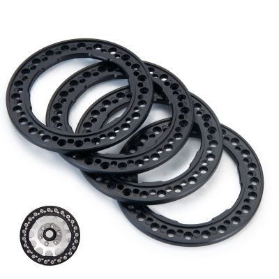 Maleonn 4PCS RC Aluminum Alloy 1.9 Beadlock Wheel Rings Replacement Rings for 1/10 Scale SCX10 D90 Wraith 90048 90018 RR10 RC Crawler Car Accessories, Matte Black
