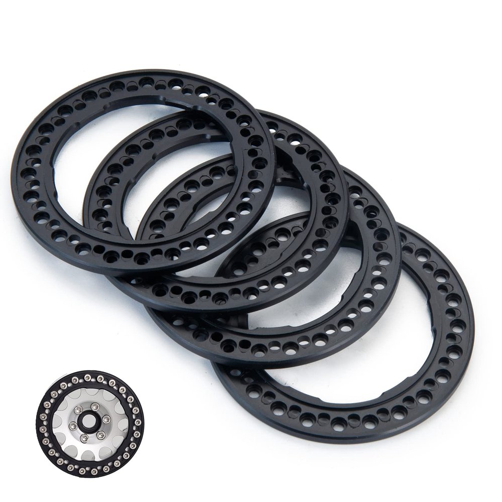 Maleonn 4PCS RC Aluminum Alloy 1.9 Beadlock Wheel Rings Replacement Rings for 1/10 Scale SCX10 D90 Wraith 90048 90018 RR10 RC Crawler Car Accessories, Matte Black