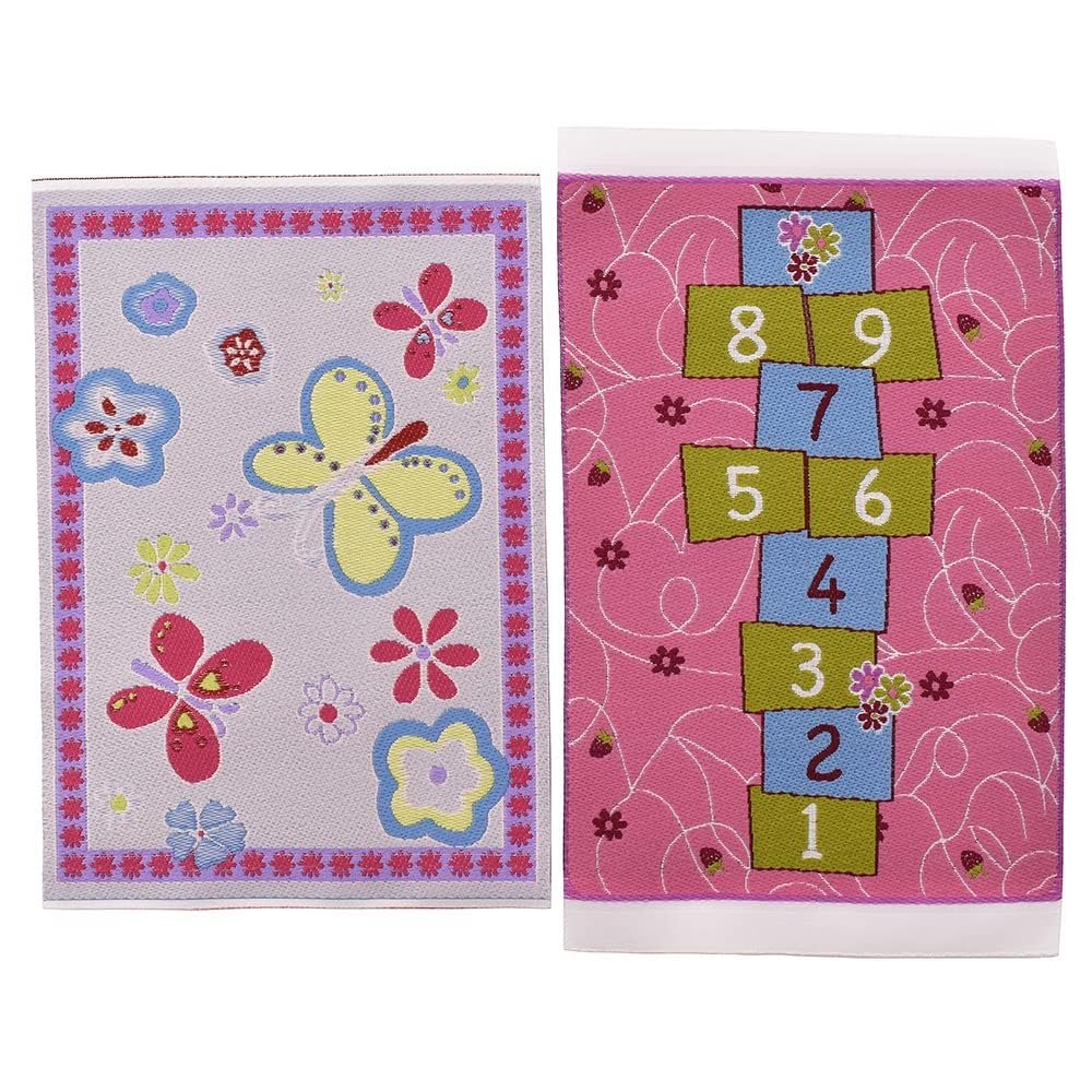 iLAND Miniature Dollhouse Accessories of Carpet for Dollhouse Furniture on 1/12 Scale and 3 - 12 Dolls, Woven Dollhouse Rugs 6 x 3.8 (2pcs Princess)
