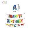 BIEUFBJI Transportation Happy Birthday Banner Birthday Party Decorations Car Bus Train Ship Helicopter Traffic Light Photo Props for Kids Transportation Theme Birthday Party Decorations view 2