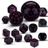 Civaner 15 Pcs Complete Polyhedral Dice Set D3-D100 Spherical RPG Dice Set in Opaque Black, 100 Sides for Role Playing Table Games Party Supplies(Black and Purple) view 1