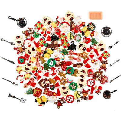 NWFashion 112PCS Miniature Decor Dessert Pastry Toy Food Cake Topper Scrapbooking Shoe Decoration Charms (Christmas)