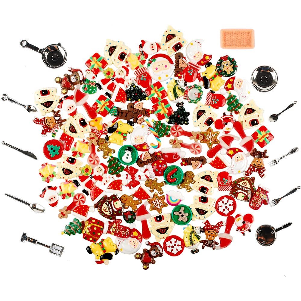 NWFashion 112PCS Miniature Decor Dessert Pastry Toy Food Cake Topper Scrapbooking Shoe Decoration Charms (Christmas)