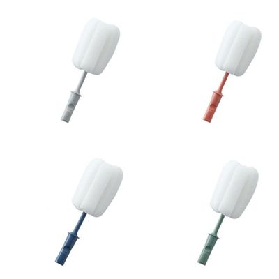 2pcs Brush Cleaning Set Detachable Sponge Cleaning Brush Non Scratch Glassware Bottle Washing Brushes with Long Handle Cup Cleaning Brush for Coffee Mugs Milk Cups Baby Bottles (replacement head-4pcs)