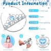 Chalyna 12 Pcs Princess Crowns Tiara Wand for Little Girl Silver Heart Jewel Plastic Tiara Winter Gift for Birthday(Blue,Heart Style) view 2