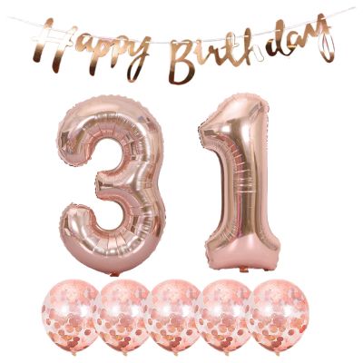 31th Birthday Decoration Happy Birthday Banner Balloons 31 Years Old Birthday Party Supplies Helium Balloons Number 31 Balloons Latex Balloon Foil Balloon, 31th Rose Gold Birthday Party Decoration