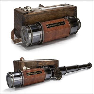 Marine Sailor Boat Maritime Antique Brass Telescope in Victorian Red Leather Case Collectibles Nautical Gifts