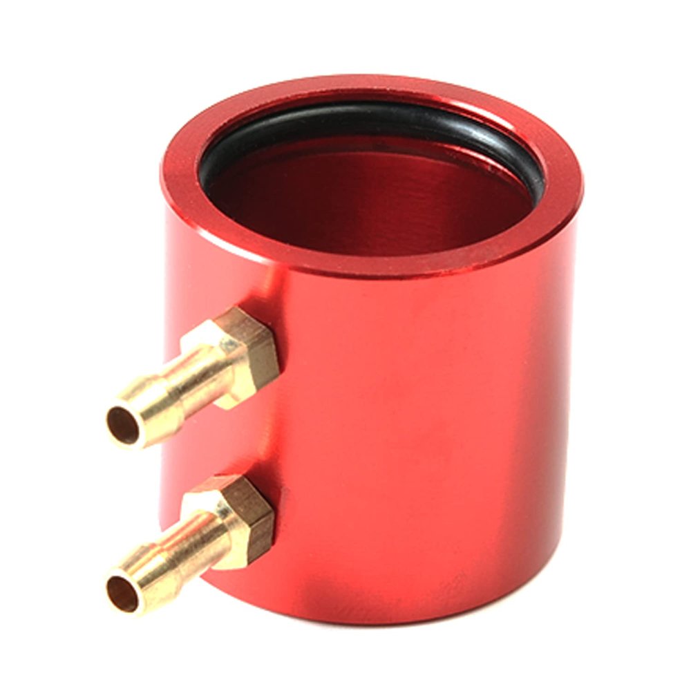 Heyiarbeit Aluminum 24mm RC Boat Motor Water Cooling Jacket with Inlet & Outlet Fittings Heatsink for 20-Series RC Boat Motor Part Accessory (Red)