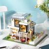 Spilay Dollhouse Miniature with Furniture,DIY Wooden Crafts Doll House Mini Handmade Kit,1:24 Scale Creative Room Idea Gift for Adult Friend Lover (West Creek House with Dust Cover Music Box Car) view 2