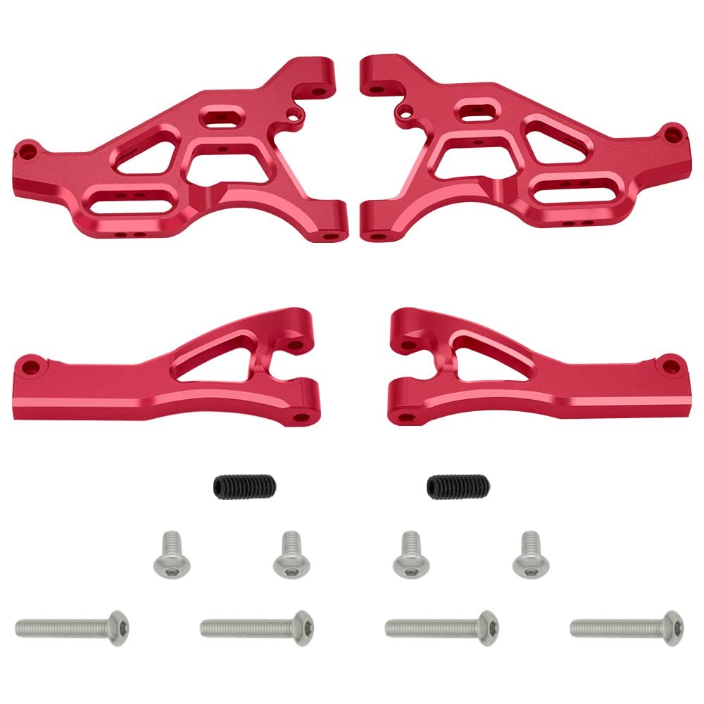 GLOBACT 4-Pack Aluminum Alloy Front Upper Lower Suspension Arms Set Upgrades Parts for 1/8 ARRMA Typhon 6S 1/7 ARRMA Felony 6S Infraction 6S Limitless Replace AR330503 AR330215 (Red)