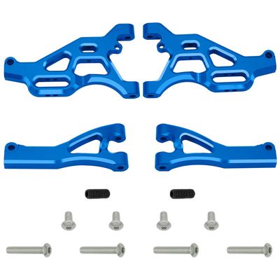 GLOBACT 4-Pack Aluminum Alloy Front Upper Lower Suspension Arms Set Upgrades Parts for 1/8 ARRMA Typhon 6S 1/7 ARRMA Felony 6S Infraction 6S Limitless Replace AR330503 AR330215 (Blue)