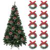 Cabilock 24Pcs Mini Christmas Sisal Wreaths Miniature Frost Sisal Christmas Tree Wreaths for Dollhouse Embellishments Xmas Tree Hanging Card Model Making Ornaments view 1