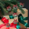 Cabilock 24Pcs Mini Christmas Sisal Wreaths Miniature Frost Sisal Christmas Tree Wreaths for Dollhouse Embellishments Xmas Tree Hanging Card Model Making Ornaments view 4