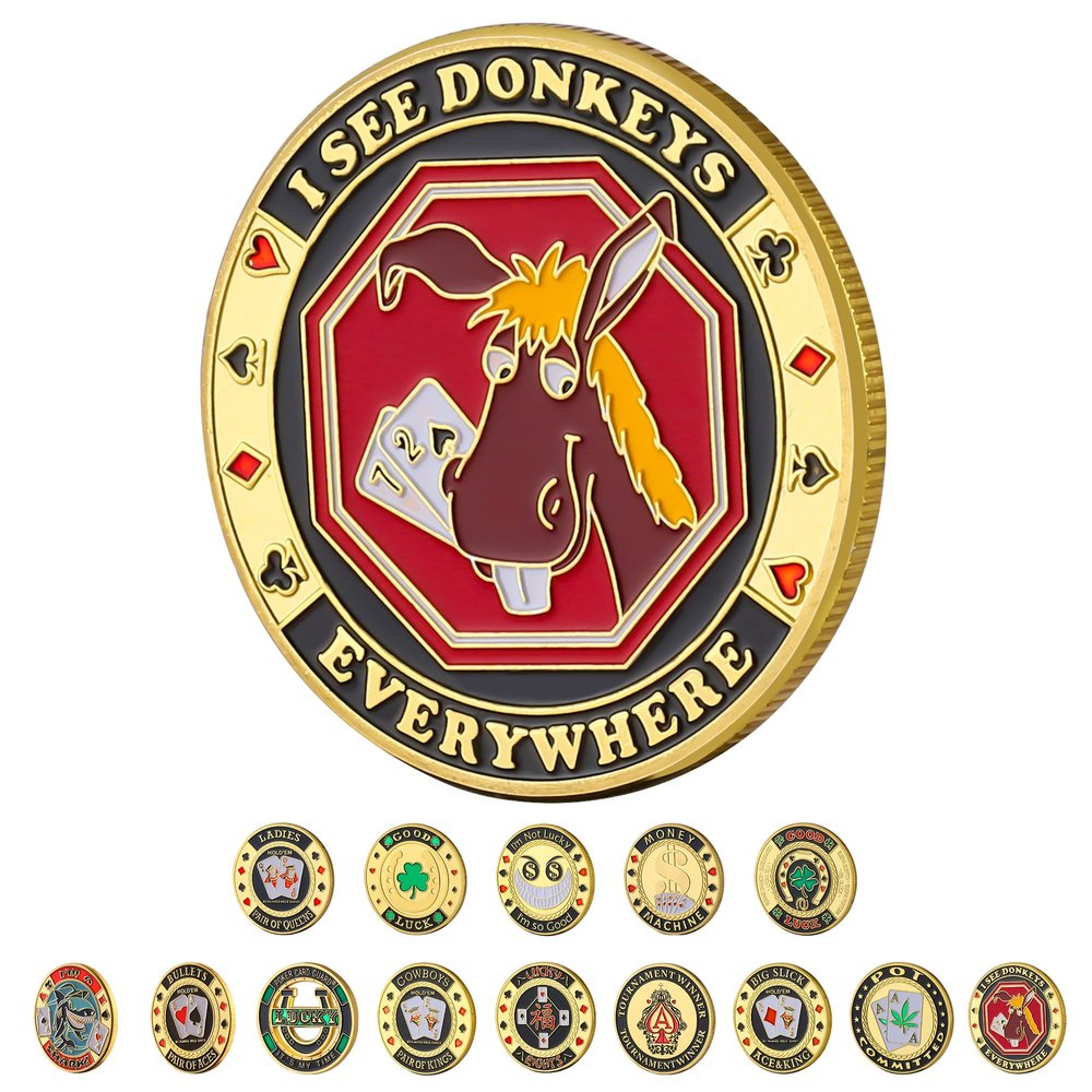 LuluCircle Poker Guard, Weights for Poker, Poker Gifts for Men, Poker Card Protector, Poker Accessories, Poker Chips with Plastic Case (Donkey Hunter)