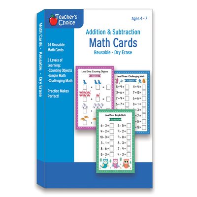 Addition & Subtraction Dry Erase Cards, Reusable Math Sheets, Childhood Education, Learning Tools, Math Flash Cards - Stocking Stuffer