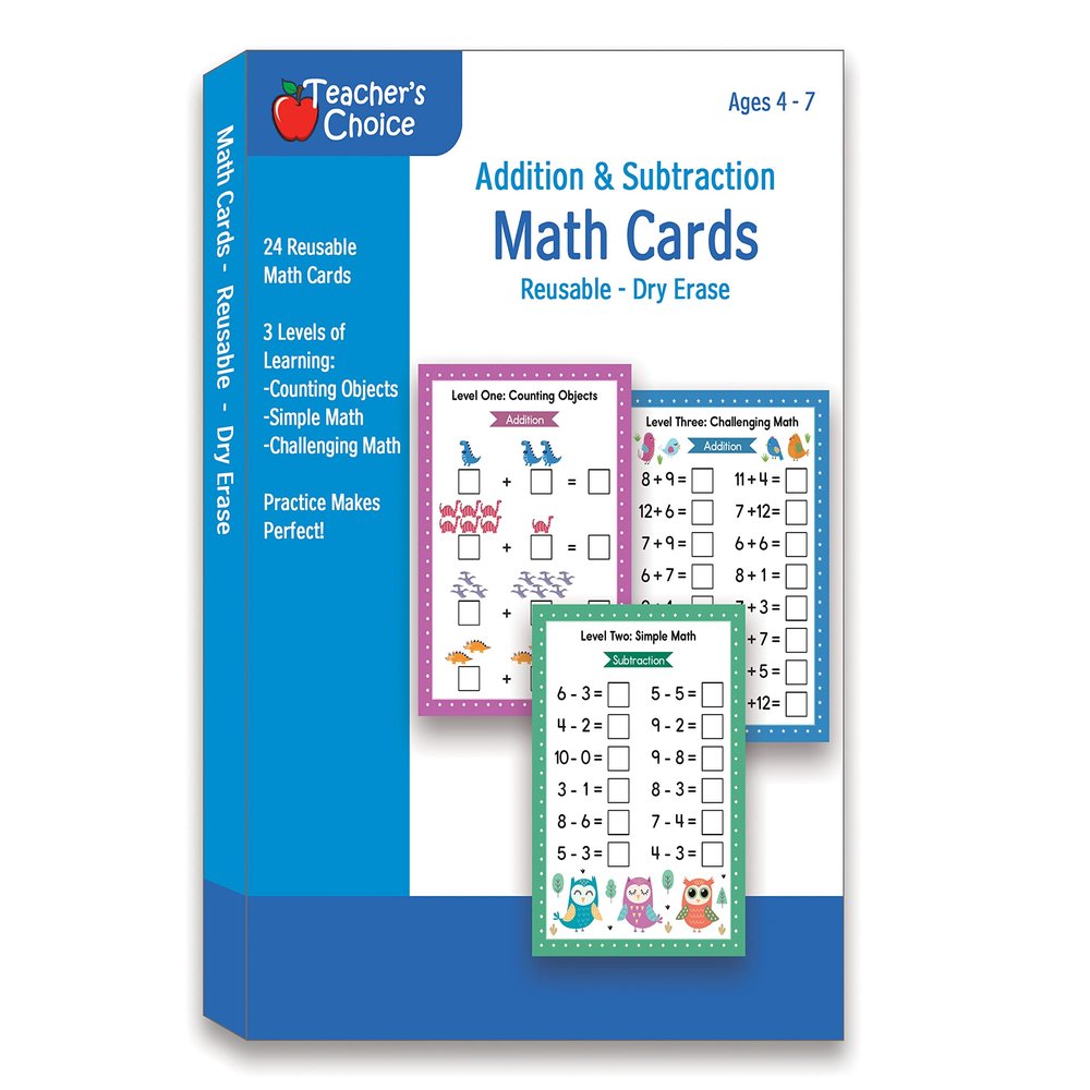 Addition & Subtraction Dry Erase Cards, Reusable Math Sheets, Childhood Education, Learning Tools, Math Flash Cards - Stocking Stuffer
