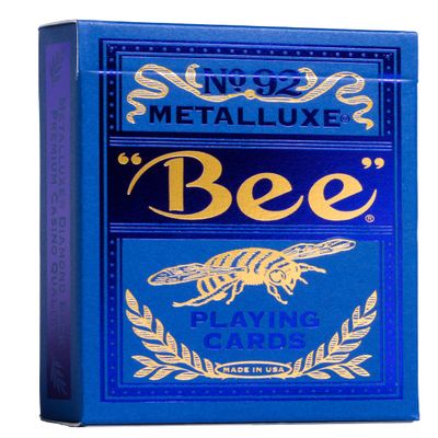 Bee MetalLuxe Playing Cards - Blue Foil Diamond Back, Standard Index