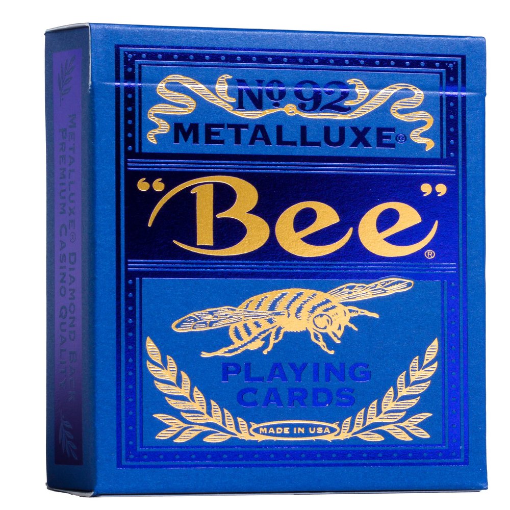 Bee MetalLuxe Playing Cards - Blue Foil Diamond Back, Standard Index