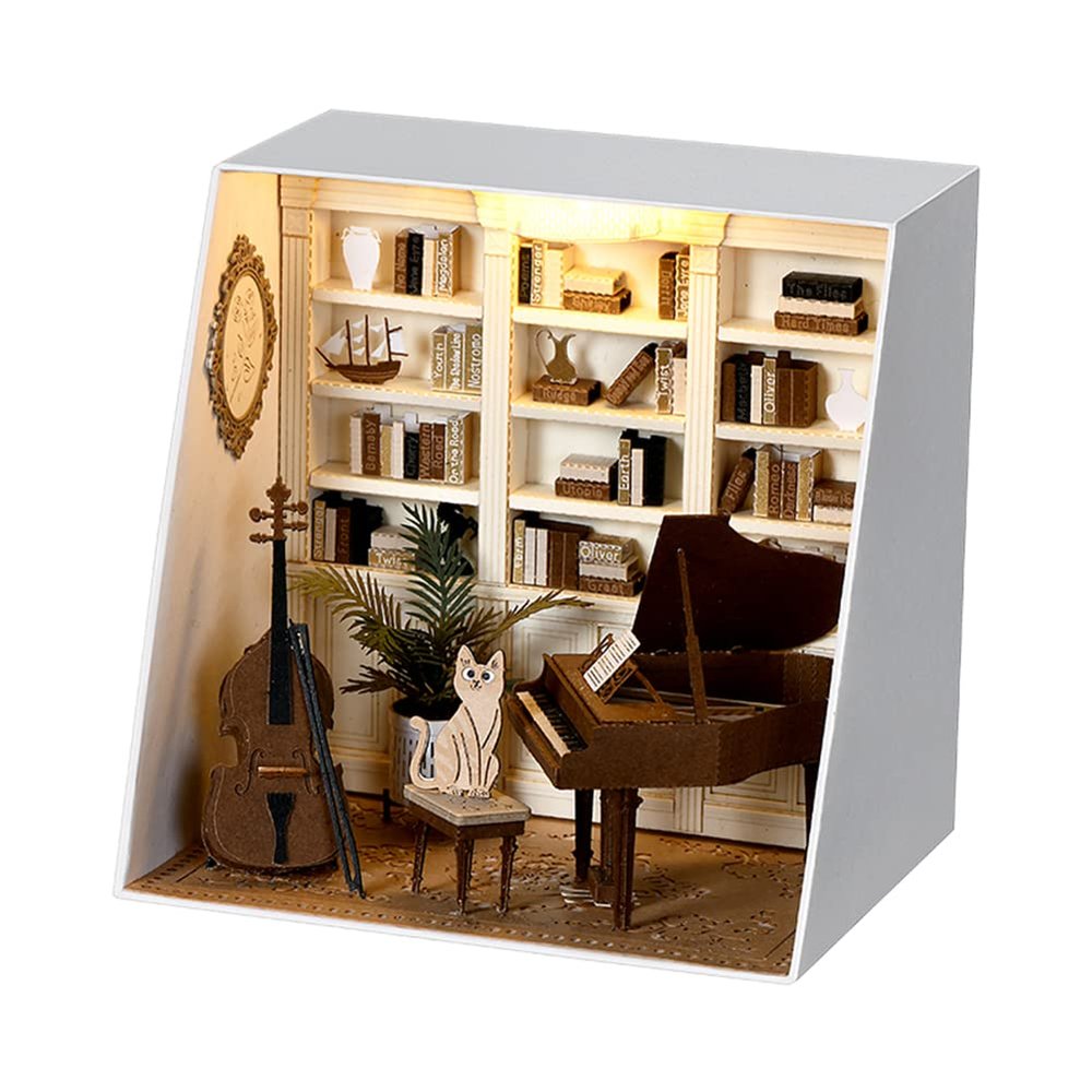 Montidey DIY Miniature Dollhouse Kit Paper Tip Life Paper House Creative Room with Furniture Puzzle Handcrafted Toys Best Birthday Gifts for Adults (Moonlight Ensemble)