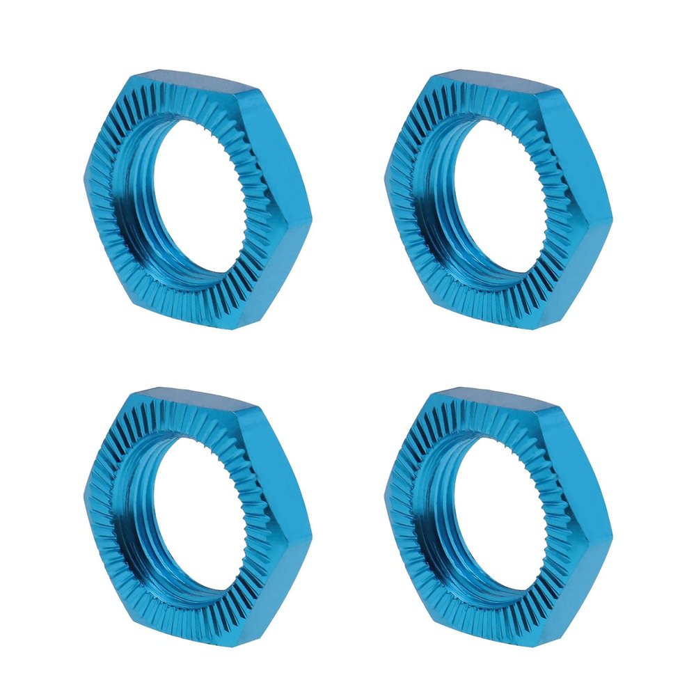 Micro Traders 4PCS 17mm Aluminum Alloy Wheel Nut RC Car Wheel Hex Hub Nut Thread 1.0mm for 1/8 RC Model Car 17mm Spanner 12mm Thread Diameter Upgraded Parts Blue