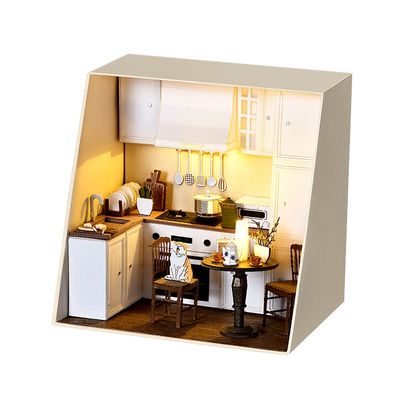 Montidey DIY Miniature Dollhouse Kit Paper Tip Life Paper House Creative Room with Furniture Puzzle Handcrafted Toys Best Birthday Gifts for Adults (Three Meals in Four Seasons)