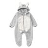 Ikevan 0-2 Years Toddler Boys Girls Winter Cute Ear Fleece Jumpsuit Romper Easter Winter Cartoon Animal Bunny Costume (Gray, 0-6 Months) view 3