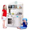 MAT EXPERT Kids Kitchen Playset, Wooden Chef Pretend Toy Kitchen w/Removable Sink, Cookware Accessories, Microwave, Storage Cabinet, Play Kitchen for Toddlers, Gift for Boys & Girls Age 3+ view 1