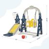 3-in-1 Kids Slide for Toddlers Age 1-3 Slide and Swing Set,Indoor Playground for Children,Freestanding Outdoor Slides with Basketball Hoop,Outside Climber Playhouses,Baby Climbing Toys Blue view 2