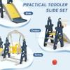 3-in-1 Kids Slide for Toddlers Age 1-3 Slide and Swing Set,Indoor Playground for Children,Freestanding Outdoor Slides with Basketball Hoop,Outside Climber Playhouses,Baby Climbing Toys Blue view 3