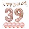 39th Birthday Decoration Happy Birthday Banner 39 Years Old Party Supplies Helium Balloons Number 39 Latex Foil Rose Gold Birthday Party Decoration view 1