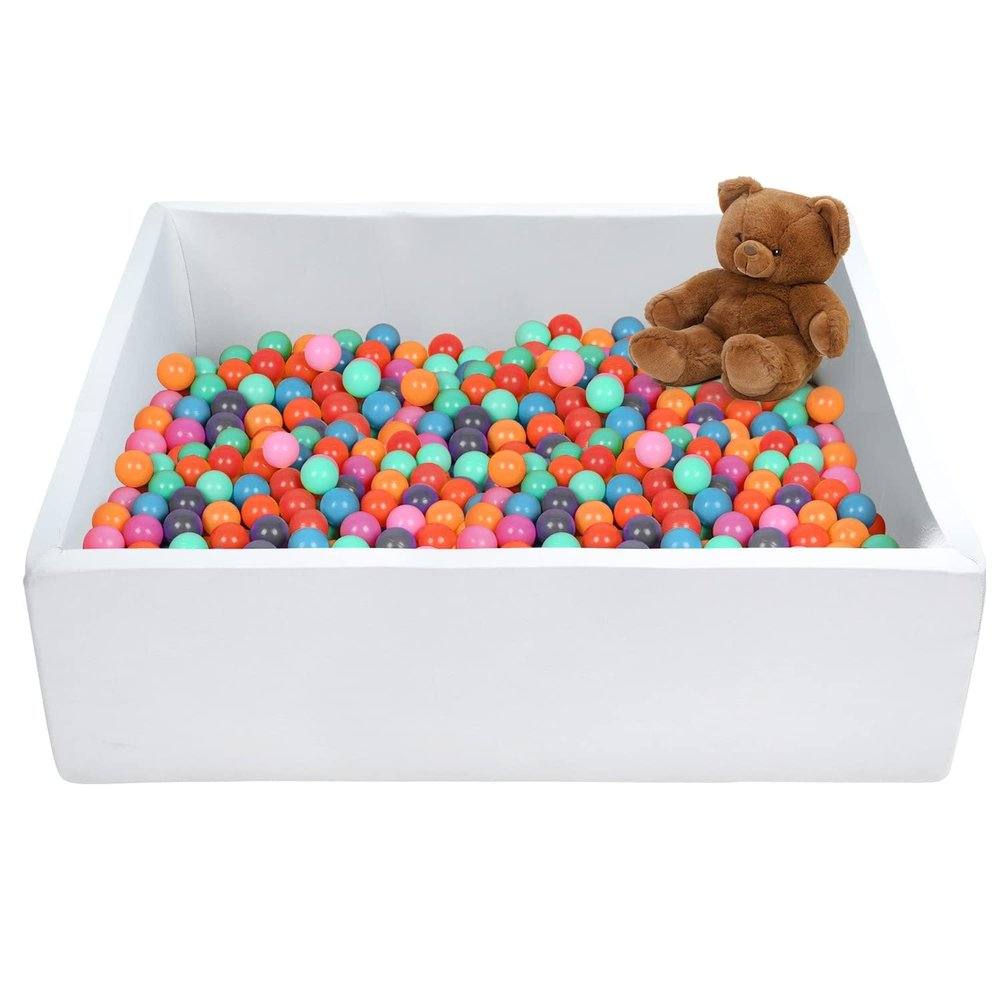 TRENDBOX Extra Large Ball Pit 47.2x47.2x13.8in Memory Foam Pit Soft Pool Soft Equipment for Toddlers Kids - White (Balls NOT Included)